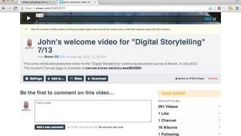 adding comment to vimeo video
