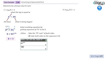 3.32 - Converting From Logarithmic to Exponential Form