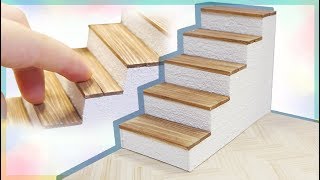 미니어쳐 하드보드지로 룸박스 만들기 2편 (계단) DIY Miniature Dollhouse Rooms (Stairs)｜HATSAE 핫새