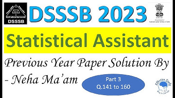 DSSSB | Statistical Assistant 2023 | Previous Year Paper Solution #DSSSBExam