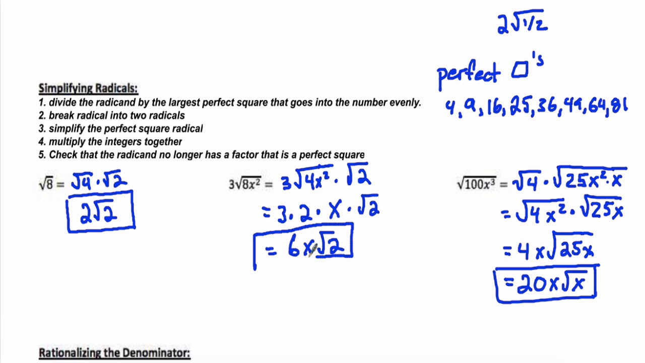 simplify radical expressions