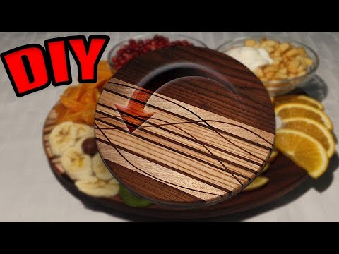 Wooden turned serving plate Lazy Susan  Drvena rotirajuca daska za serviranje