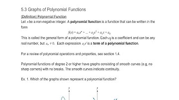 5.3 Graphs of Polynomial Functions