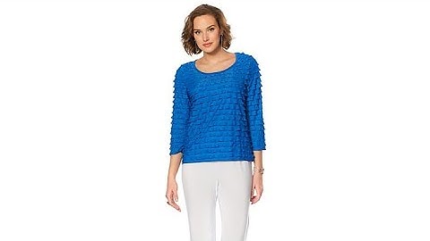 Slinky Brand 3/4Sleeve RuffleKnit ScoopNeck Top