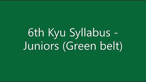 Junior 6th Kyu lesson (Green Belt)