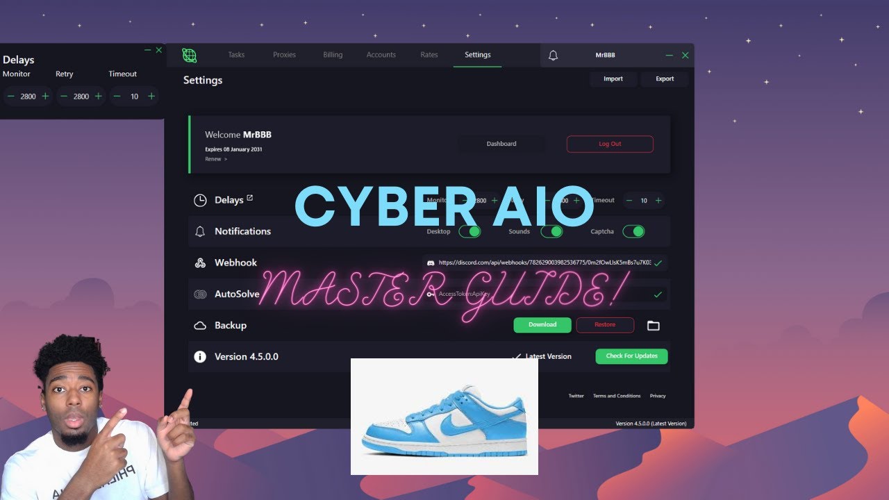 CYBER AIO MASTER GUIDE/TUTORIAL (HOW TO HIT SHOPIFY/FOOTSITES!)