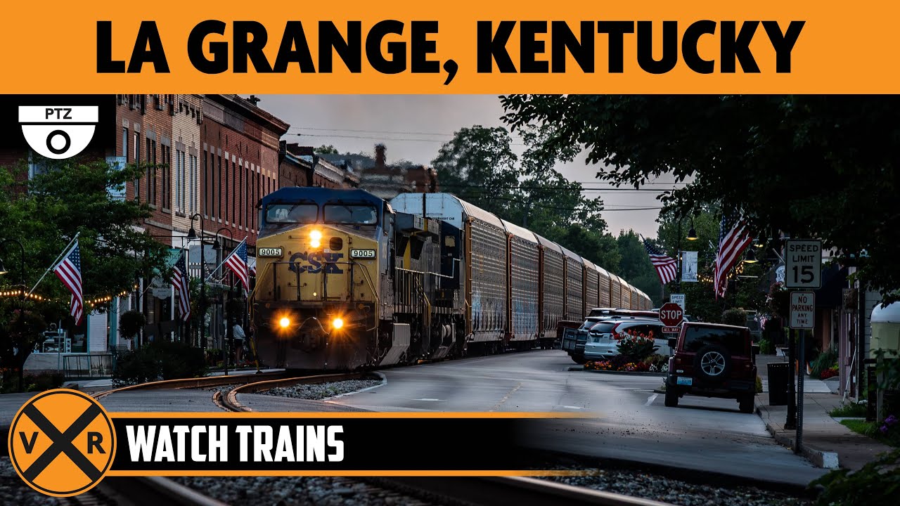 Trains in the Street at La Grange, Kentucky, USA | LIVE Train Camera (PTZ)