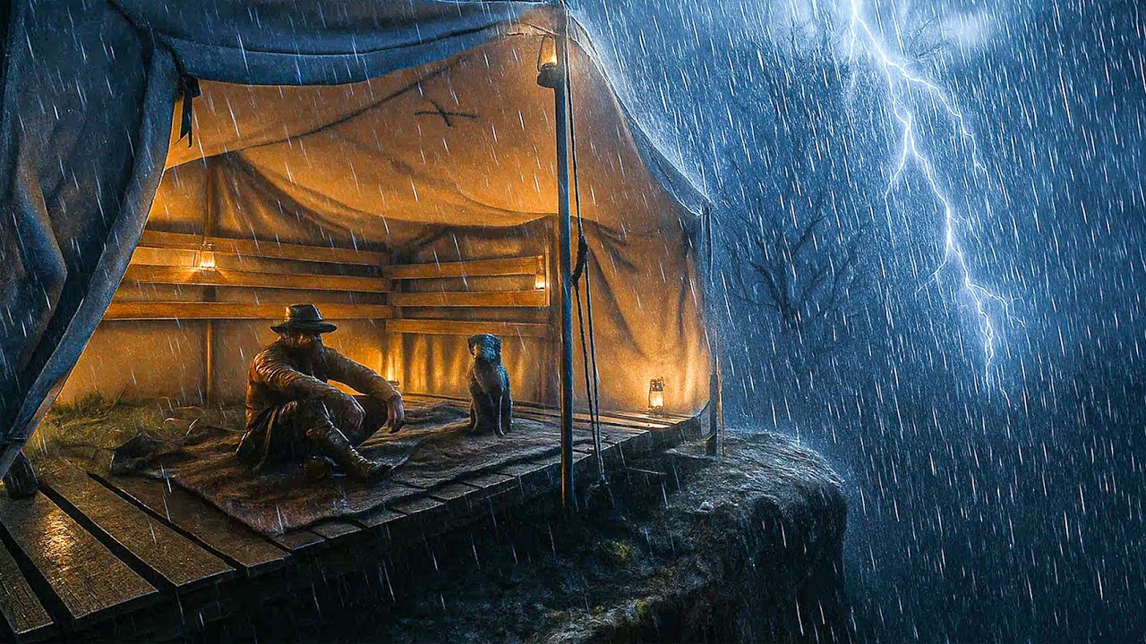 Solo Tent Camping During a Brutal Storm With my Dog | RDR2 ASMR