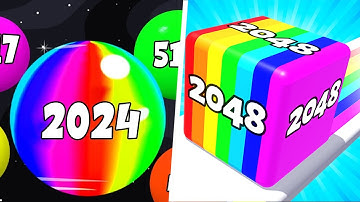 Play 2048 Mini Game in Trace Merge x Bounce Merge All Levels Satisfying Game (Gameplay Android, iOS)