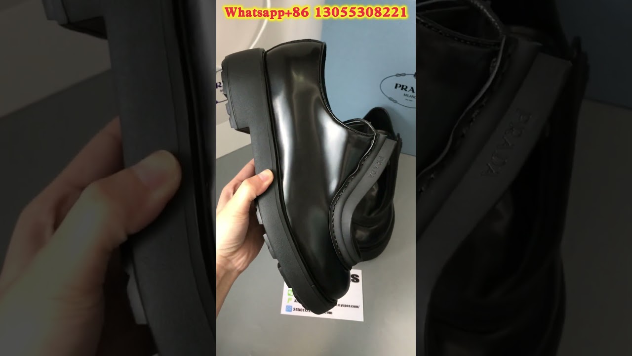 PRADA Spazzolato Rois Monolith 55mm Derby Loafers from Supkicks 