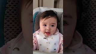Baby babbling first time at 8 months old