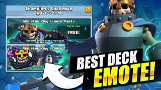 BEST DECK FOR SKELETON KING LAUNCH PARTY CHALLENGE FIRST TRY Clash Royale Emote Challenge