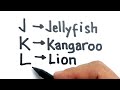 VERY EASY, How to turn letter J K L into cartoon animals