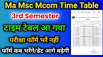 Ma Msc Mcom PG 3rd semester time table Chhindwara University Exam Form