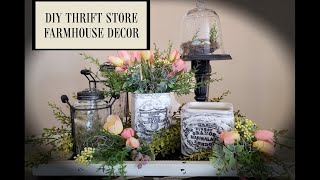 FARMHOUSE TRASH TO TREASURE -THRIFT STORE DIY DECOR - SHABBY  CHIC FARMHOUSE DECOR -SPRING DECOR