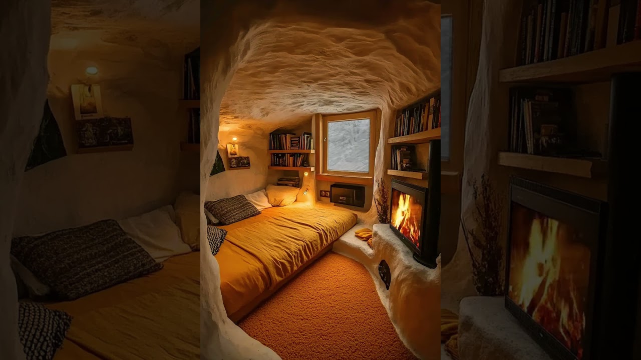 Cozy Cave House in a Snowy Wonderland ❄🔥 | Ultimate Winter Escape"