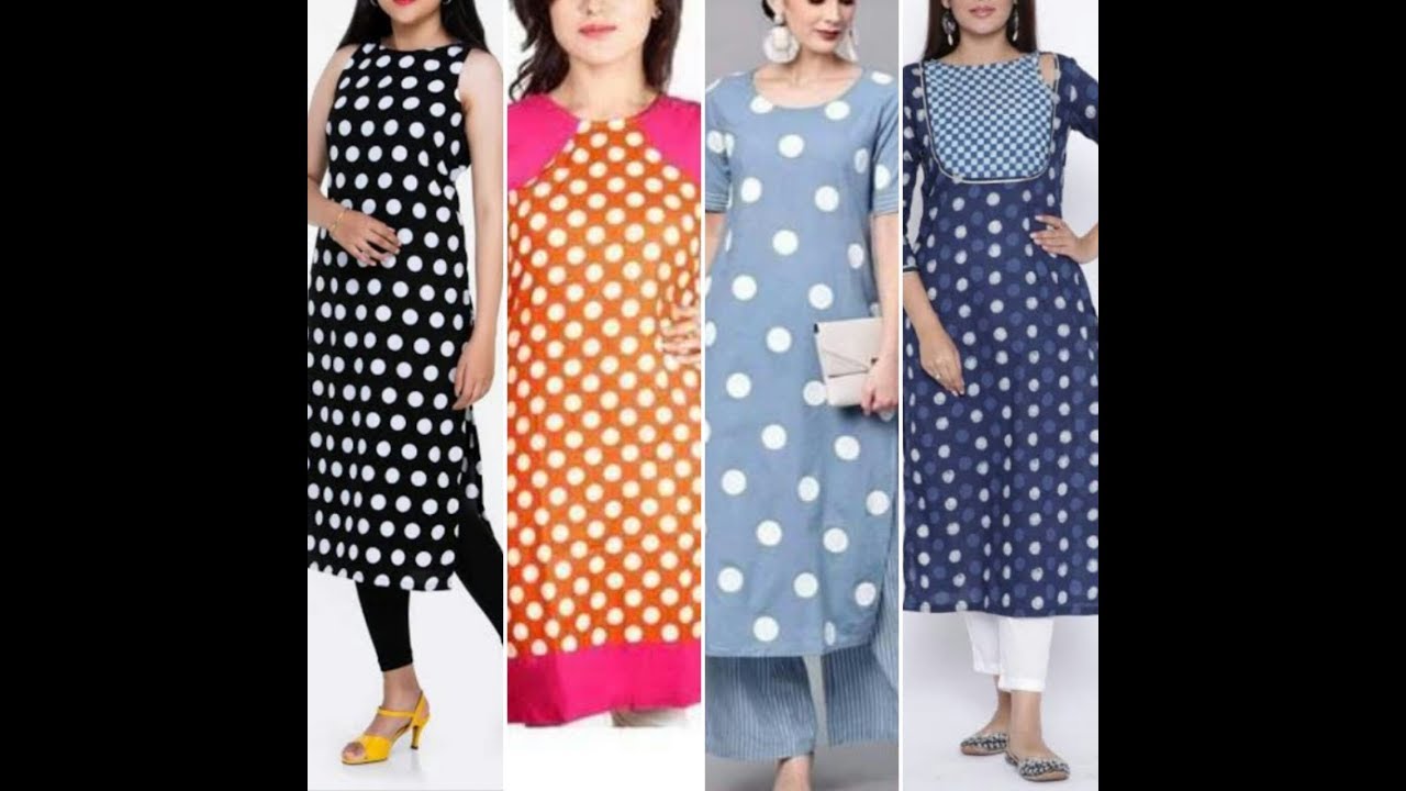 kurti designs for polka dots
