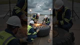 This Giant Airplane Tire Came Back to Life #restoration #rebuild #aircraft #timelapse #airplane #axe