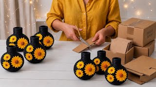 Genius Idea! I Turned  Cardboard Into Beautiful Vases and Sold them All | DIY Vase