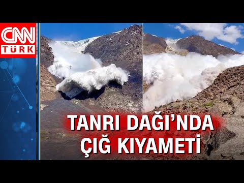 Tanrı Dağı'ndaki çığ anı kamerada