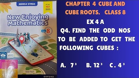Chp 4 Cube and Cube Roots. Ex 4 A( Q4.) Class 8. Oxford New Enjoying Mathematics
