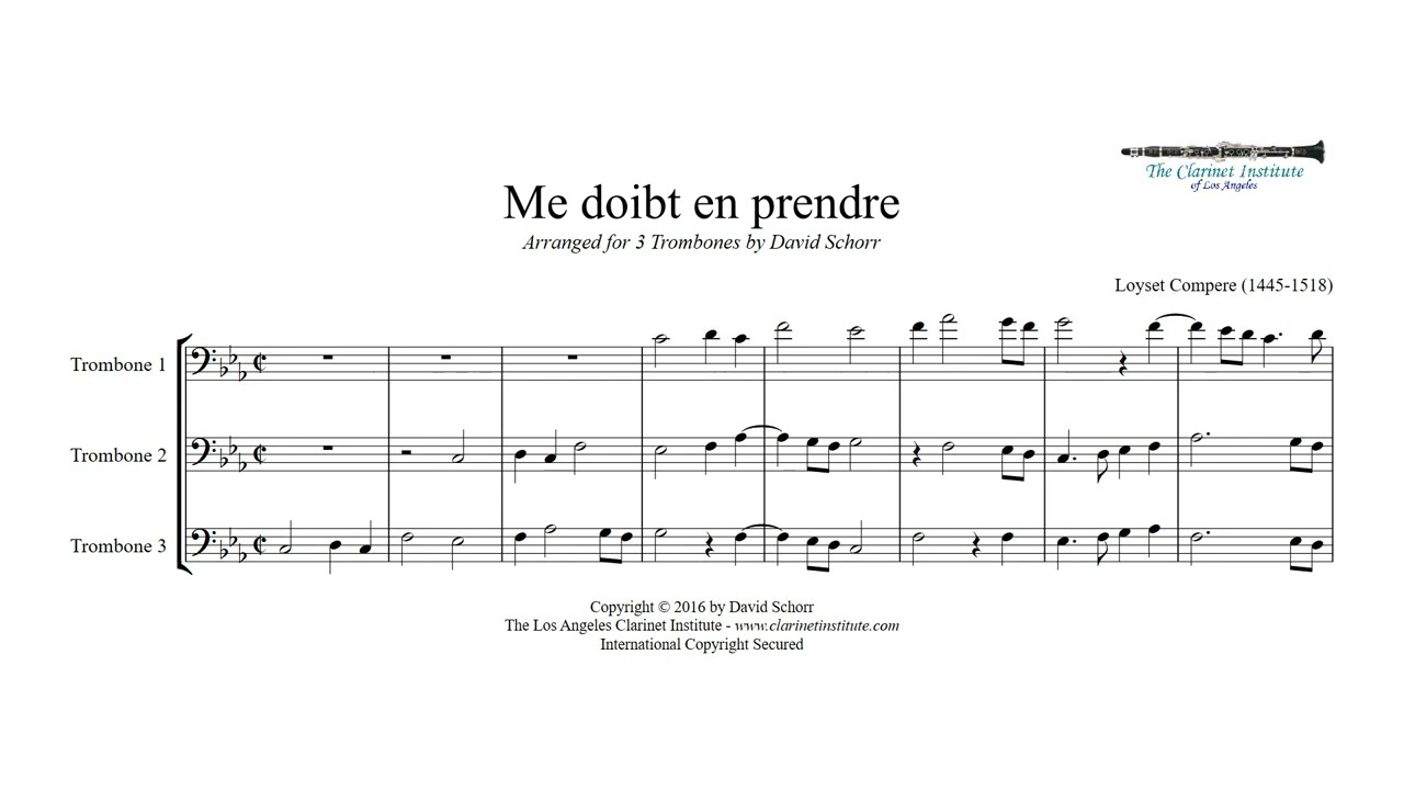 Loyset Compere  -  Me doibt en prendre for 3 Trombones