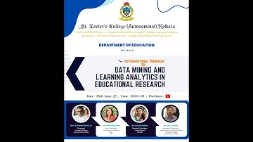 International Webinar on Data mining and Learning analytics in Educational Research
