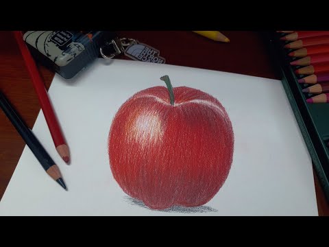 Tập vẽ #15 - Vẽ Quả Táo Bằng Chì Màu | Apple Drawing With Colored Pencils