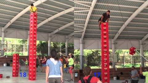 Beer crate climbers reach incredible heights