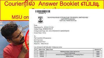 University Submission Form Courierரில் Answer Booklet எப்படி Send பண்றது| MSU online Semester exam
