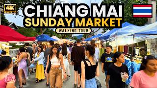 Chiang Mai's BIGGEST Night Market - Sunday Walking Street | Thailand Night Life | 4K Walking Tour
