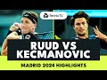 Miomir kecmanovic vs casper ruud highlights  madrid 2024