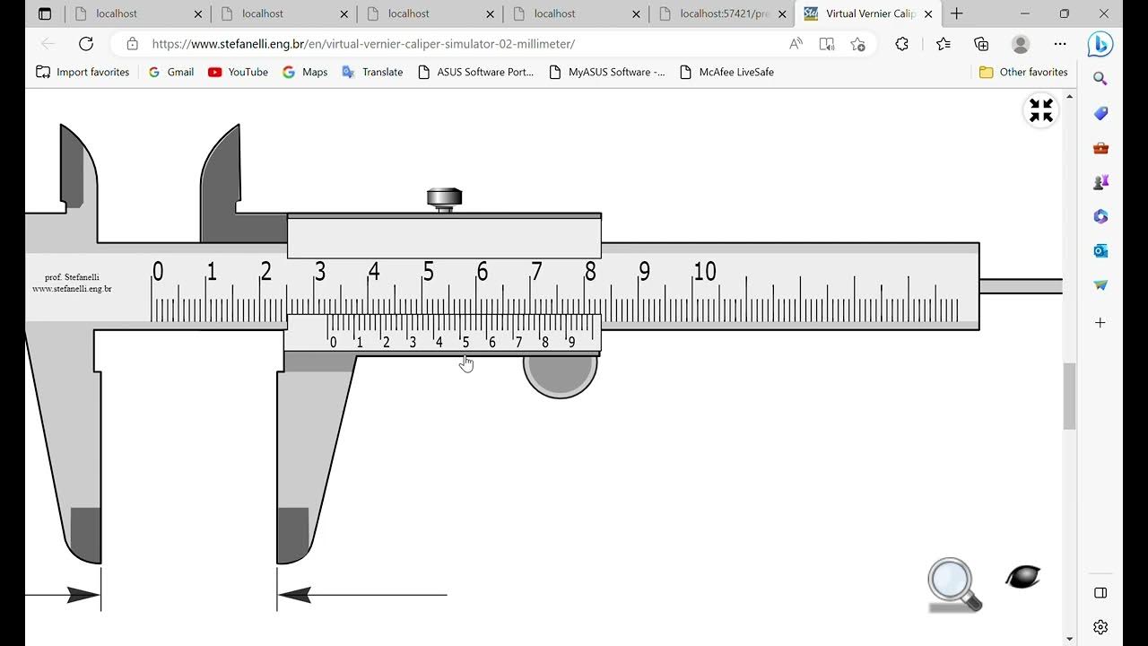 Virtual Vernier Caliper simulator in 0 02 Millimeter Prof Eduardo J