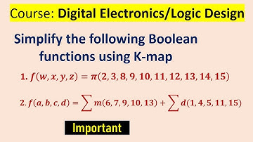 Simplify the following Boolean functions using K-map