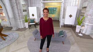 Susan Graver Liquid Knit Top with Tiered Chiffon Overlay on QVC