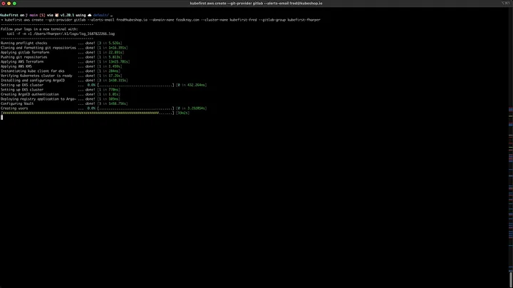 kubefirst Kubernetes cluster creation on AWS with GitLab using the CLI
