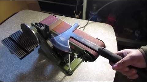 Sharpen Tomahawk on the Belt Sander