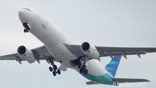 Garuda Indonesia Airlines Airbus A330-300 (PK-GPW) takeoff from KIX/RJBB (Osaka - Kansai) RWY 06R