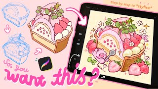PROCREATE TUTORIAL 🍓 Stylized food illustration, my techniques + full digital drawing process screenshot 2