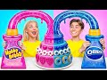 تحدي تزيين الكيك باللونين الوردي والأزرق حرب الطعام المضحكة Multi DO Challenge 