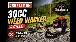 DIY How to Assemble a Craftsman 4 cycle Weed Wacker Step by Step Tutorial & First Time Use | Results