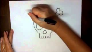 How to Draw a Skull and Crossbones Step by Step Simple Cartoon Easy Drawing Lesson