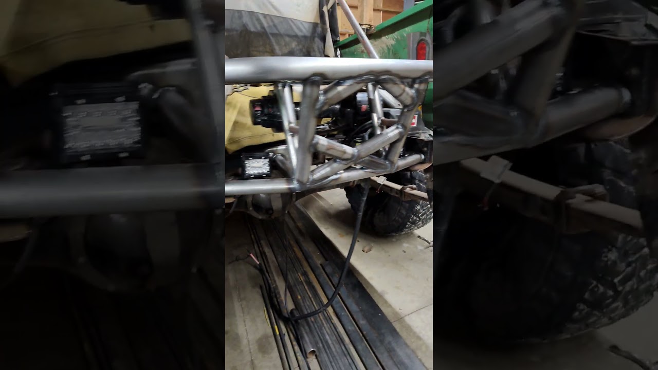 Custom tube rear bumper and winch mount  knocked out 