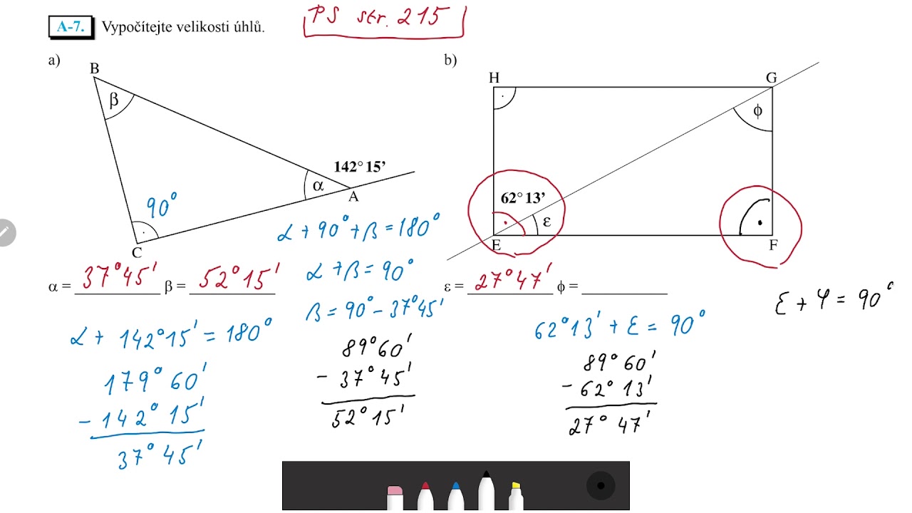 6.ročník: Úhly v trojúhelníku procvičování