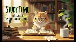 Study with a Cat | Relaxing Lofi Beats | Pomodoro Timer 25/5 | Relax | Work | Study