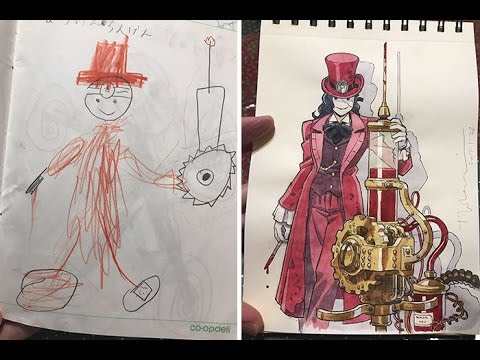 Dad Turns His Sons’ Doodles Into Amazing Anime Characters Part 1 - YouTube