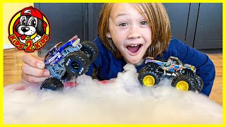 SKY RAMP DRY ICE VOLCANO 🌋 Monster Truck Toys DIY ARENA & Freestyle Show (Monster Jam Detroit 2022)