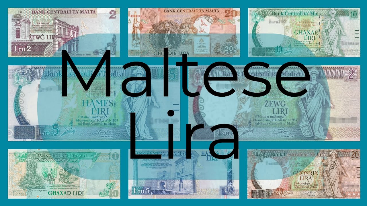 Bills, Notes, Banknotes, Paper Money of Maltese Lira. Currency of Malta