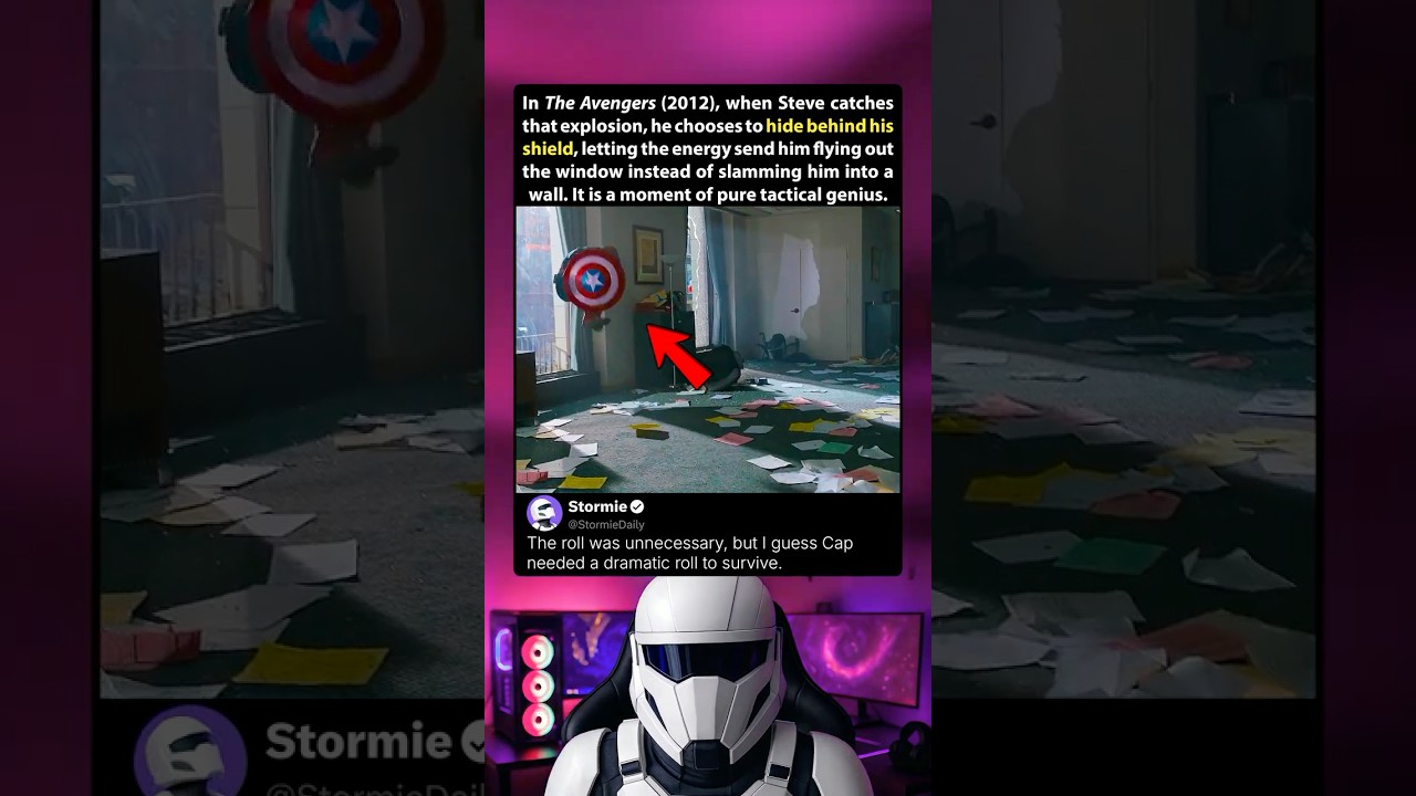 In The Avengers (2012) Captain America uses his shield to ride the blast out a window safely