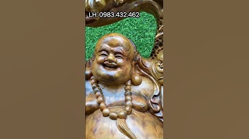 Di Lặc ngồi cây đào gỗ xá xị. Cao 67 ngang 58cm. 5tr800k